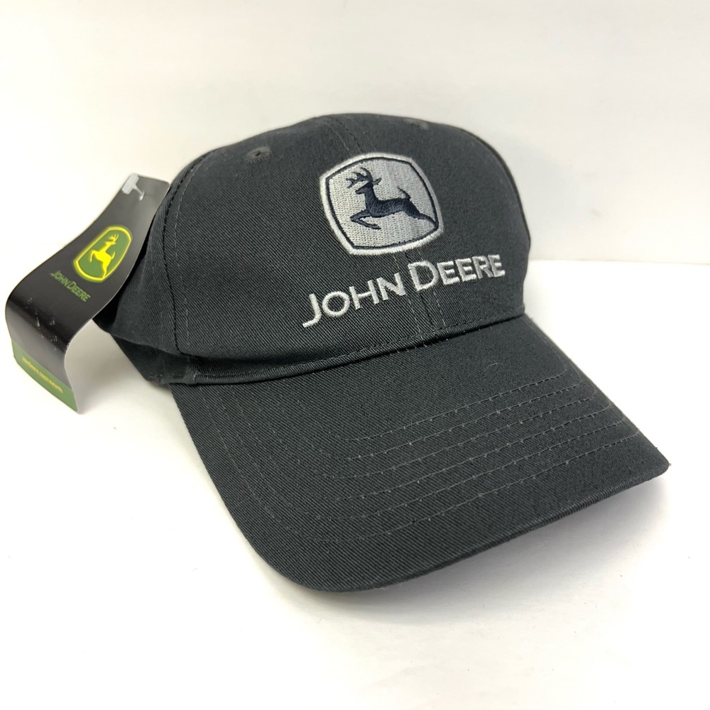 John Deere- Grey Hat with Light Grey Embroidery- Velcro‎ Back, One size fits all